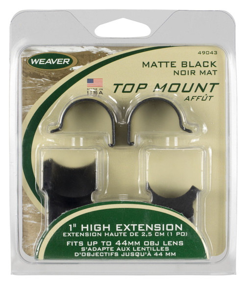 Weaver 49043 Detachable Extension Top Mount Scope Rings Matte Black 1" Extra High
