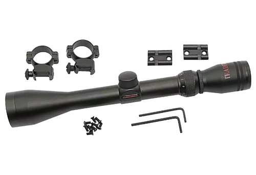 Traditions A1171 Muzzleloader Scope Pack 3-9x40mm Duplex Reticle Matte Black with Medium Rings and 2-Piece Base
