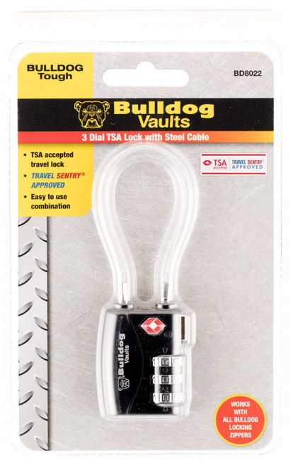 Bulldog BD8022 TSA Cable Combination Lock Metal - Travel Approved