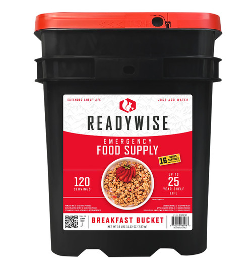 Wise Foods RW10121 Emergency Breakfast Bucket 120 Servings Granola Cereal Freeze Dried
