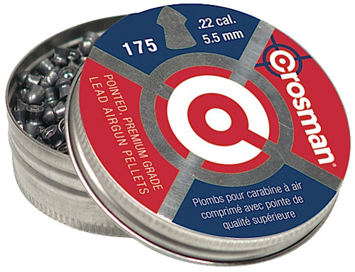 Crosman P022 Premier Pointed .22 Cal Lead Hunting Pellet 175-Count Tin