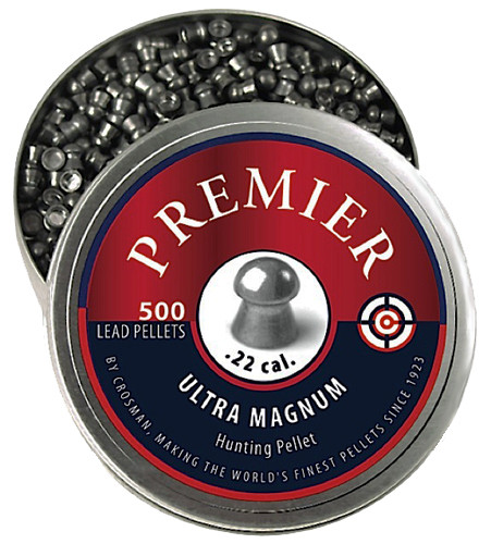 Crosman Premier Ultra Magnum .22 Cal Domed Lead Pellets 500-Count Tin