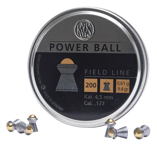 Umarex RWS Power Ball Field Line .177 Steel-Lead Domed Pellets 200/Tin