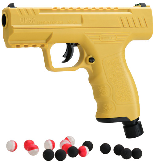 Beeman 6055 Yellow CO2 Projectile Launcher Combo 50 Cal with Pepper Balls and Steel Balls
