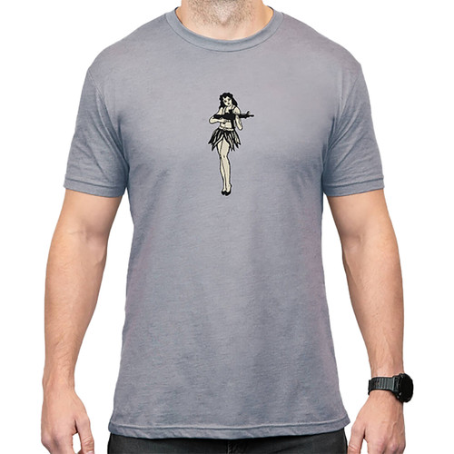 Magpul MAG1117-041-S Hula Girl CVC Stone Gray Heather Cotton/Polyester Short Sleeve Small