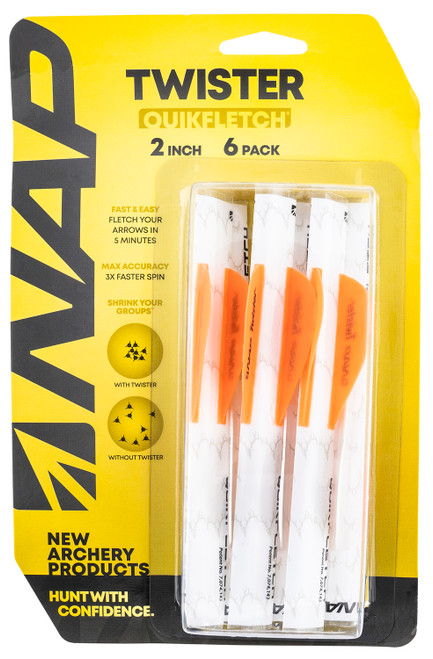 NAP Quickfletch Twister Arrow Fletching White/Orange 6 Pack
