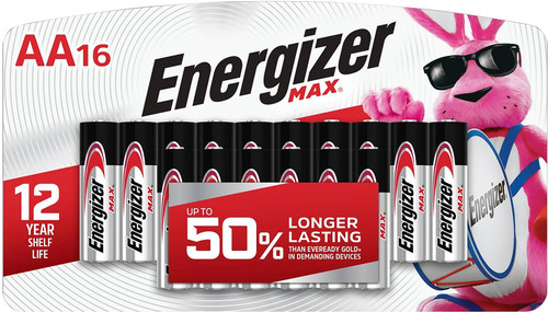 Energizer E91LP16 MAX AA Alkaline Batteries 1.5V 16-Pack