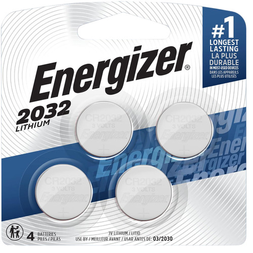 Energizer 2032BP4C3 CR2032 Lithium Coin Battery 3V 235mAh 4-Pack