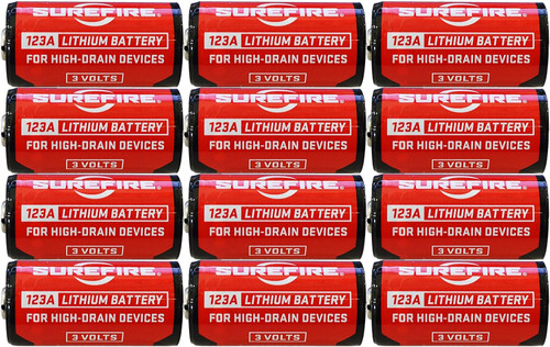 SureFire SF12ABBCS 123A Lithium Batteries 3.0V 1550mAh 10-Year Shelf Life, 12-Pack Clamshell