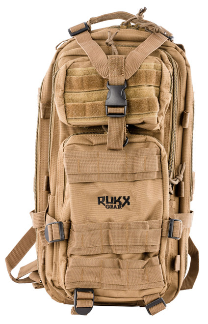 Rukx Gear ATICT1DT Tactical 1 Day Backpack Tan 600D Polyester Hydration Compatible