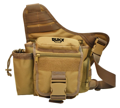 Rukx Gear ATICTSBT Sling Bag Tan 600D Polyester Adjustable Single Strap