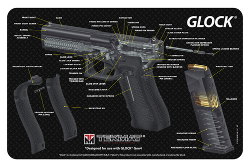 TekMat TEKR17GLOCKCA Glock 3D Cutaway Cleaning Mat Multi-Color Rubber 11x17