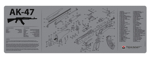 TekMat AK-47 Parts Diagram Gun Cleaning Mat Black/Gray Rubber 12"x36"