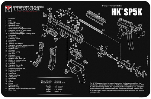 TekMat HK SP5K Parts Diagram Cleaning Mat Black/White Rubber 11"x17"