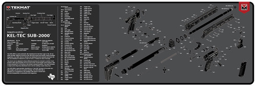 TekMat Kel-Tec SUB2000 Rifle Cleaning Mat 12"x36" Black/White Rubber with Parts Diagram