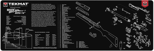 TekMat Ruger Mini-14 Cleaning Mat Black/White Rubber 12"x36" with Parts Diagram