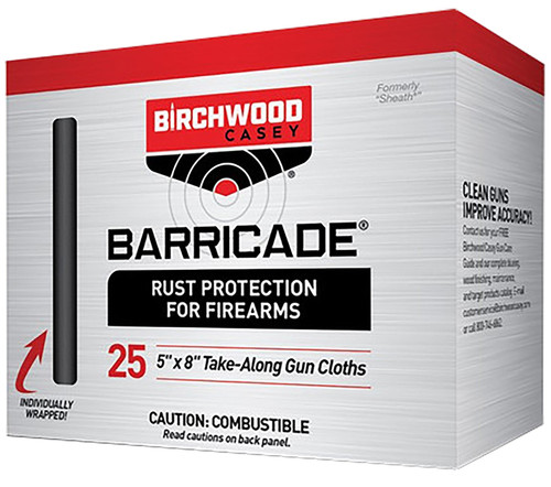 Birchwood Casey 33025 Barricade Rust Protection Take-Alongs 25 Foil Pack Cloths