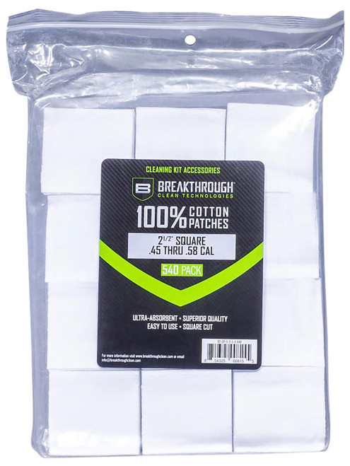 Breakthrough Clean BTCPS212540 Cotton Square Patches 45/54 Cal 540 Pack