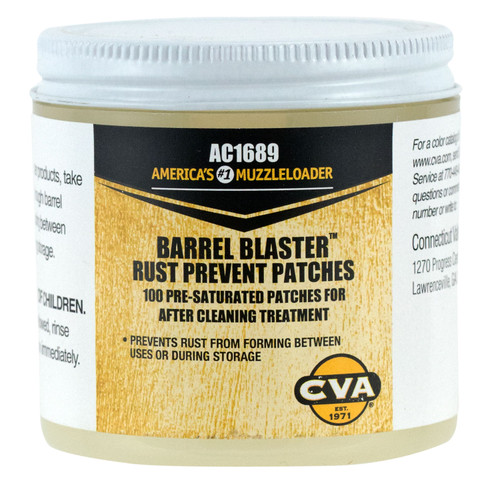 CVA AC1689 Barrel Blaster Pre-Lubed Patches Jar for Bore Rust and Corrosion Protection