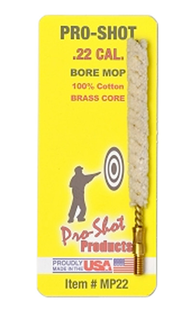 Pro-Shot MP22 Bore Mop .22 Cal Handgun/Rifle #8-32 Thread Cotton 1.75" Long