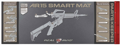 Real Avid AVAR15SM AR-15 Smart Mat Oil-Resistant Black/Red 43" x 16" with Diagram