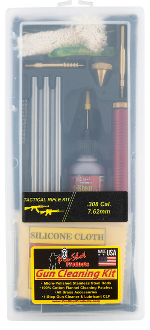 Pro-Shot TR308KIT Tactical Classic Box Kit Multi-Caliber Rifle Cleaning Kit with Black Plastic Case