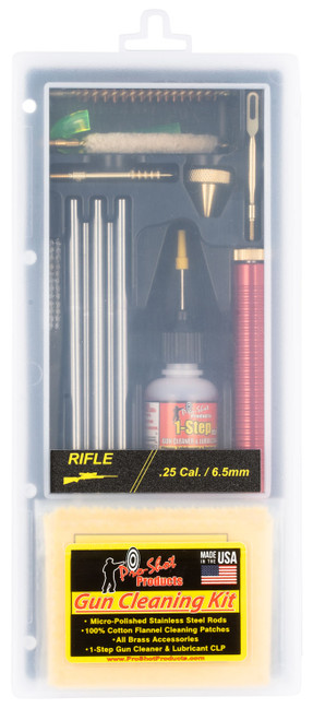 Pro-Shot R2565KIT Classic Box Kit .25/6.5mm Cal Rifle Cleaning Kit with Black Plastic Case