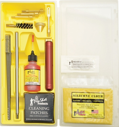 Pro-Shot MPK3845 Classic Box Kit .38/.45 Cal Pistol Cleaning Kit with Yellow Plastic Case