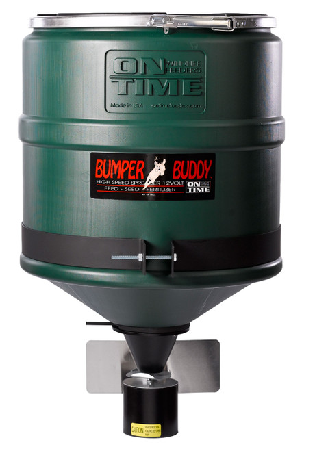 On Time 22000 Bumper Buddy ATV Spreader, 20 Gallon, 4-20 Ft Broadcast, Manual Cut-Off, Green