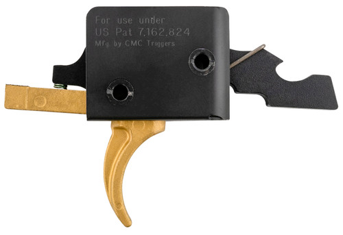 CMC Triggers 91501GF Gold Finger Drop-In Single-Stage Curved AR-15 Trigger Gold 3-3.50 lbs
