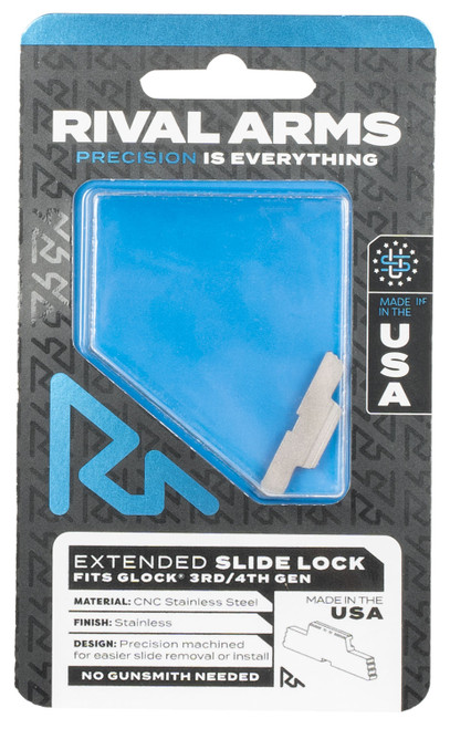 Rival Arms RA80G001D Extended Slide Lock Stainless Steel for Glock Gen3-4