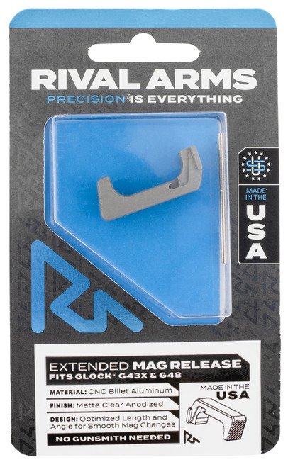 Rival Arms RA72G004D Extended Magazine Release for Glock 43X and 48 Silver Aluminum