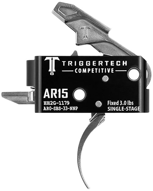 TriggerTech AR0SBS33NNP Competitive Stainless Pro Curved Single-Stage Trigger, 3 lbs Fixed for AR-15