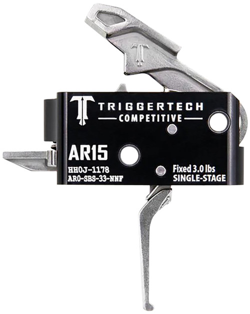 TriggerTech AR0SBS33NNF Competitive Stainless Flat Single-Stage Trigger, 3 lbs Fixed for AR-15