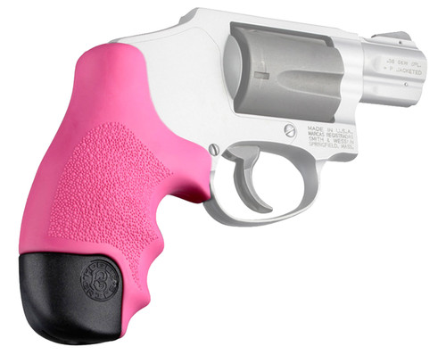 Hogue 60027 OverMolded Tamer Cobblestone Pink Rubber Grip with Finger Grooves for S&W J Frame Centennial Round Butt and Bodyguard
