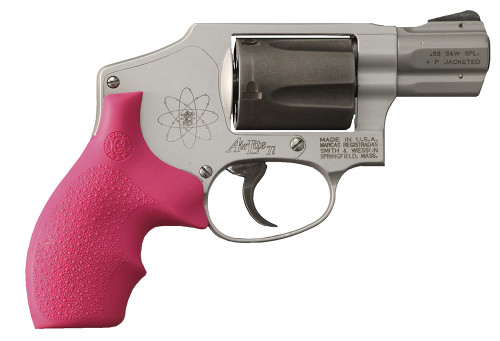 Hogue 61007 Bantam Cobblestone Pink Rubber Grip with Finger Grooves for S&W J Frame Round Butt