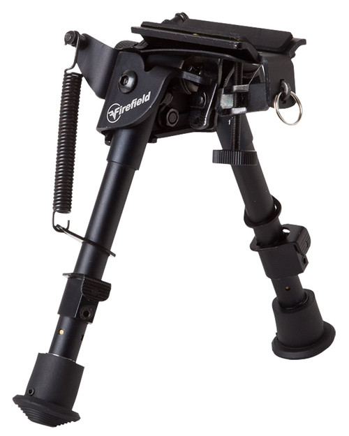 Firefield FF34023 Compact Bipod 6-9" Black Aluminum Swivel Stud or Picatinny Rail Mount with Adapter