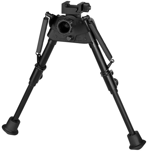 Harris Bipods S-BRP Swivel BR Picatinny Rail Bipod, 6-9", Black Steel/Aluminum, Rubber Feet