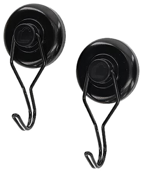 Lockdown Magnetic Hook Black Steel 20 lb Capacity 2 Pack