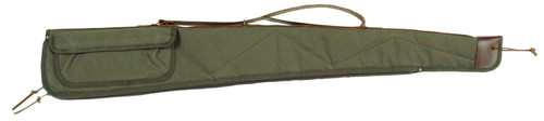 Bob Allen Canvas Shotgun Case 52" Green Quilted Lining Leather Sling Self-Healing Zipper