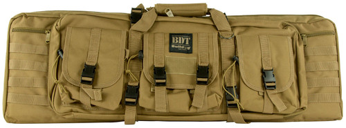 Bulldog BDT6037T Tactical Double Rifle Case 37" Tan Nylon with 3 Accessory Pockets and Lockable Zippers