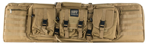 Bulldog BDT6043T Tactical Double Rifle Case 43" Tan Nylon with 3 Accessory Pockets and Lockable Zippers