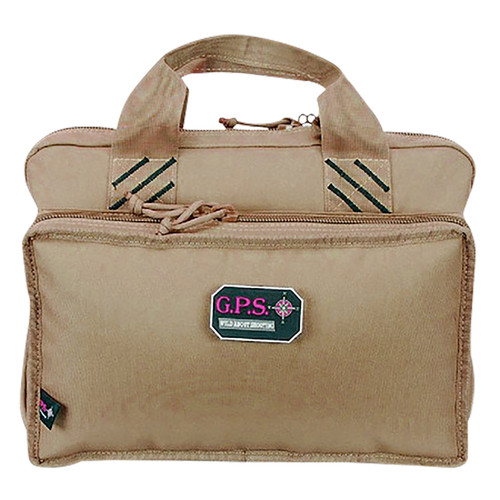 GPS Bags 1310PCT Quad Tan Pistol Range Bag with Visual ID Storage and Lockable Zippers, Holds 4 Handguns