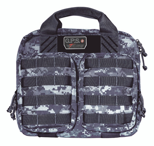 GPS Bags T1413PCG Double +2 Tactical Pistol Case Gray Digital 1000D Nylon Holds Up To 4 Handguns