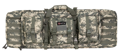 GPS Bags DRC36ACU Double Rifle Case 36" A-TACS AU 600D Polyester with Padded Pistol Sleeves and MOLLE