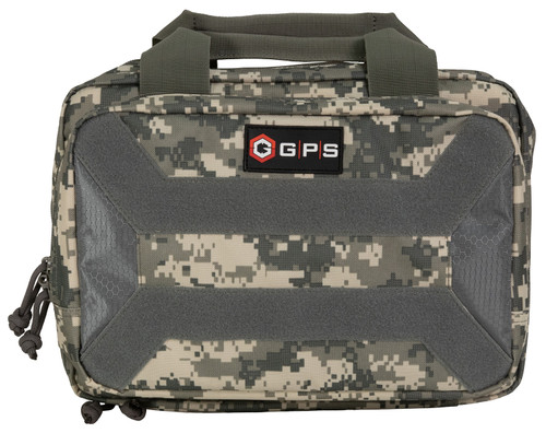 GPS Bags PC15ACU Pistol Case Gray Digital Camo 600D Polyester Holds 1 Handgun with Lockable Zippers