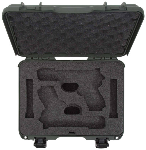 Nanuk 910 Glock Compatible 2 Up Pistol Case Olive Polymer Airline Approved 13.20" x 9.20" x 4.10" Interior