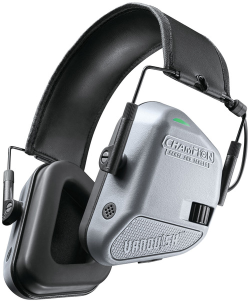 Champion Vanquish Electronic Hearing Protection Muff Rechargeable Li-ion Over the Head Gray/Black
