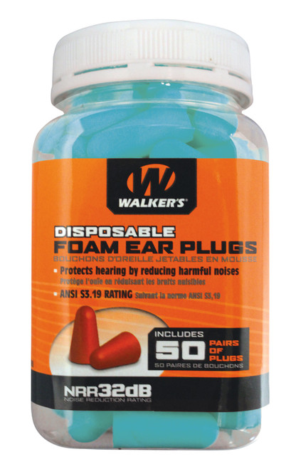 Walker's Foam Ear Plugs 32 dB NRR In-the-Ear Teal Adult 50 Pair Jar