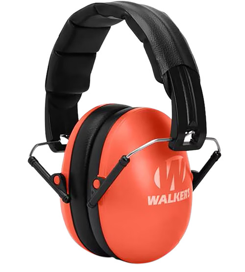 Walker's GWPFKDMCOR Youth Passive Folding Muff 23 dB Over-the-Head Coral/Black Polymer